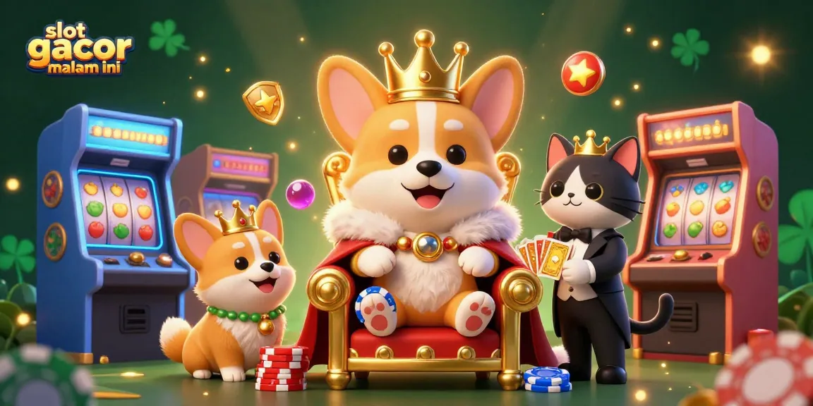 Experience thrilling gameplay with slot gacor malam ini, showcasing corgi royalty and vibrant casino elements.