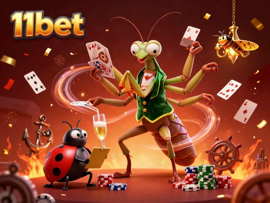 Experience thrilling casino action with 11bet and dazzling characters in a vibrant 3D scene.