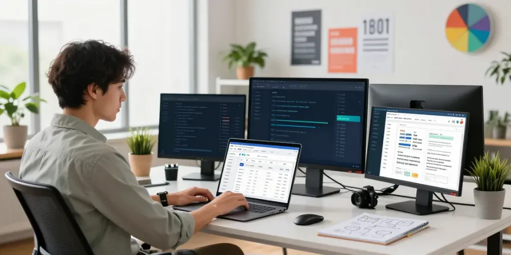 SEO expert analyzing instant indexing strategies in a modern workspace.