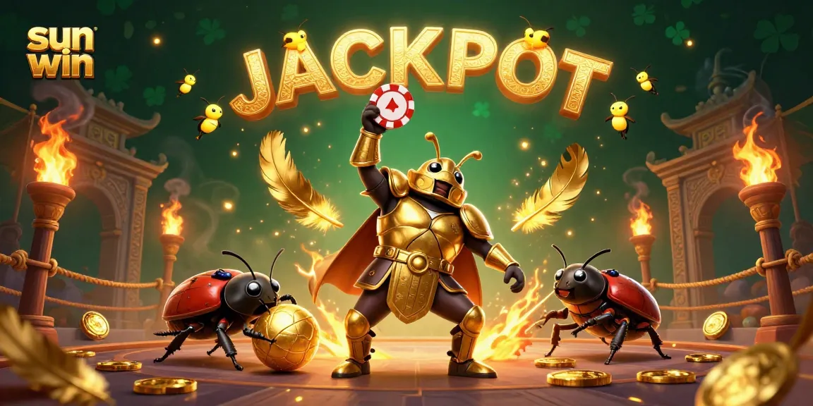 Experience the thrill of sun win as lucky elements and characters celebrate casino victories in this dynamic illustration.